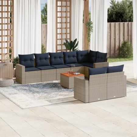 Set de sofás de jardín 9 pzas con cojines ratán sintético gris by , Garden sets - Ref: Foro24-3256544, Price: 674,89 €, Disco...