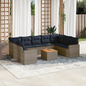 Set de sofás de jardín 10 pzas con cojines ratán sintético gris de , Conjuntos de jardín - Ref: Foro24-3256600, Precio: 737,0...
