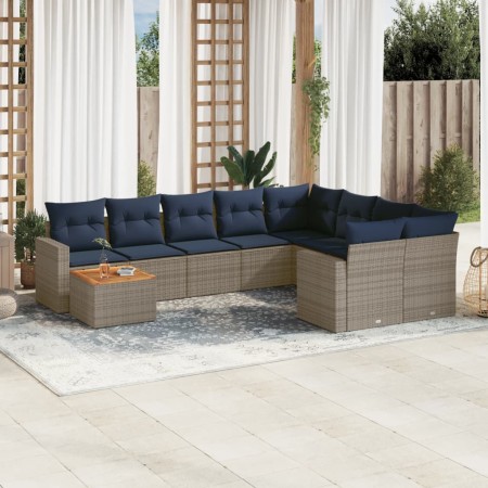 Set de sofás de jardín 10 pzas con cojines ratán sintético gris by , Garden sets - Ref: Foro24-3256621, Price: 737,07 €, Disc...