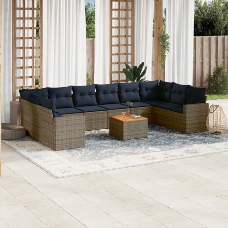 Set de sofás de jardín 11 pzas y cojines ratán sintético gris von , Gartensets - Ref: Foro24-3256628, Preis: 794,30 €, Rabatt: %
