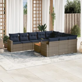 Set de sofás de jardín 11 pzas y cojines ratán sintético gris von , Gartensets - Ref: Foro24-3256635, Preis: 794,30 €, Rabatt: %