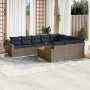 Set de sofás de jardín 11 pzas y cojines ratán sintético gris de , Conjuntos de jardín - Ref: Foro24-3256635, Precio: 763,38 €