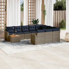 Set de sofás de jardín 11 pzas y cojines ratán sintético gris de , Conjuntos de jardín - Ref: Foro24-3256642, Precio: 794,30 ...