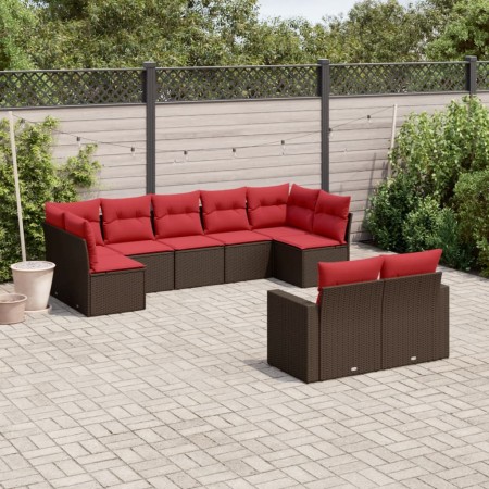 Set de sofás de jardín 9 pzas y cojines ratán sintético marrón | Foro24.es | Tu tienda online para hogar, jardín y más Foro24.es