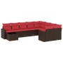 Set de sofás de jardín 10 pzas y cojines ratán sintético marrón de , Conjuntos de jardín - Ref: Foro24-3219454, Precio: 695,94 €
