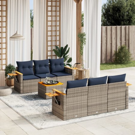 Set de sofás de jardín 7 pzas con cojines ratán sintético gris by , Garden sets - Ref: Foro24-3226635, Price: 534,71 €, Disco...