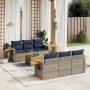 Set de sofás de jardín 7 pzas con cojines ratán sintético gris de , Conjuntos de jardín - Ref: Foro24-3226635, Precio: 523,55 €