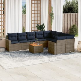 Set de sofás de jardín 10 pzas con cojines ratán sintético gris von , Gartensets - Ref: Foro24-3256614, Preis: 737,07 €, Raba...