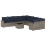 Set de sofás de jardín 11 pzas y cojines ratán sintético gris by , Garden sets - Ref: Foro24-3219511, Price: 768,52 €, Discou...