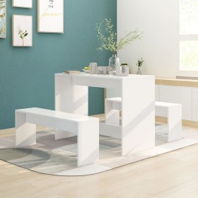 3-teiliges Esszimmerset aus weißem Sperrholz von vidaXL, Möbelsets für Küchen und Esszimmer - Ref: Foro24-809476, Preis: 99,1...