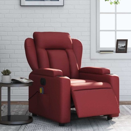 Sillón de masaje reclinable de cuero artificial rojo tinto by , Armchairs - Ref: Foro24-3204541, Price: 270,87 €, Discount: %