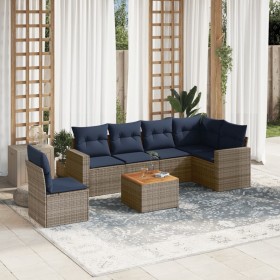 Set de sofás de jardín 7 pzas con cojines ratán sintético gris by , Garden sets - Ref: Foro24-3256481, Price: 509,06 €, Disco...
