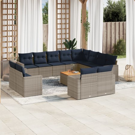 Set sofás de jardín con cojines 13 piezas ratán sintético gris by , Garden sets - Ref: Foro24-3256726, Price: 1,00 €, Discoun...