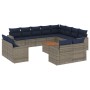 Set sofás de jardín con cojines 13 piezas ratán sintético gris by , Garden sets - Ref: Foro24-3256726, Price: 1,00 €, Discoun...
