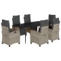 Set comedor jardín 7 pzas y cojines ratán sintético gris claro by , Garden sets - Ref: Foro24-3213035, Price: 1,00 €, Discoun...