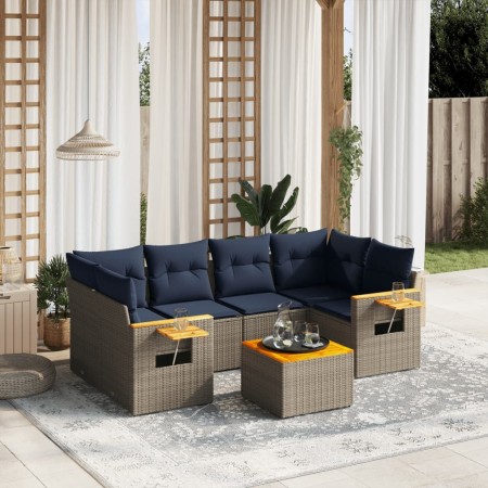 Set de sofás de jardín 7 pzas con cojines ratán sintético gris by , Garden sets - Ref: Foro24-3226642, Price: 532,92 €, Disco...