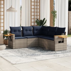 Set de sofás de jardín 5 pzas con cojines ratán