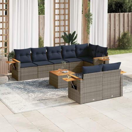 Set de sofás de jardín 9 pzas con cojines ratán sintético gris | Foro24.es | Tu tienda online para hogar, jardín y más Foro24.es