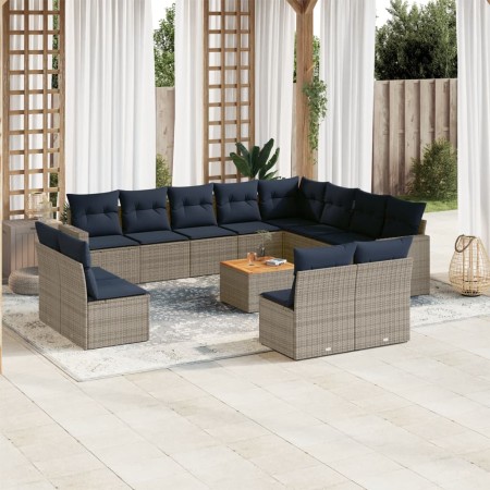 Set sofás de jardín con cojines 13 piezas ratán sintético gris by , Garden sets - Ref: Foro24-3256705, Price: 966,28 €, Disco...