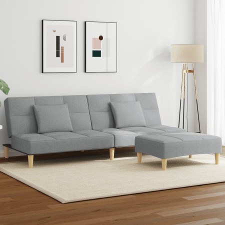 Sofá cama de 2 plazas con taburete tela gris claro by , Sofas - Ref: Foro24-3258103, Price: 317,35 €, Discount: %