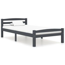 Solid pine wood bed frame dark grey 100x200 cm by vidaXL, Beds and slatted bases - Ref: Foro24-322090, Price: 121,39 €, Disco...