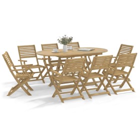 Juego de comedor de jardín 9 piezas madera maciza de acacia by , Garden sets - Ref: Foro24-3295004, Price: 473,10 €, Discount: %