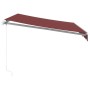 Toldo retráctil manual con luces LED burdeos 300x250 cm