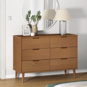 Mesita de noche MOLDE madera maciza de pino marrón 113x40x80 cm de , Cajoneras - Ref: Foro24-4013410, Precio: 239,52 €, Descu...