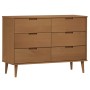Mesita de noche MOLDE madera maciza de pino marrón 113x40x80 cm de , Cajoneras - Ref: Foro24-4013410, Precio: 239,52 €, Descu...