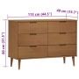 Mesita de noche MOLDE madera maciza de pino marrón 113x40x80 cm de , Cajoneras - Ref: Foro24-4013410, Precio: 239,52 €, Descu...