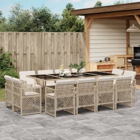 Set comedor de jardín con cojines 13 pzas ratán sintético beige by , Garden sets - Ref: Foro24-3210862, Price: 766,97 €, Disc...