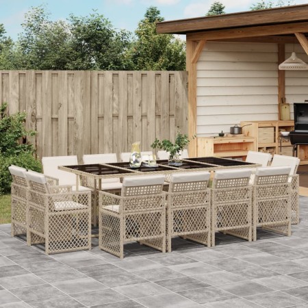 Set comedor de jardín con cojines 13 pzas ratán sintético beige by , Garden sets - Ref: Foro24-3210862, Price: 766,97 €, Disc...