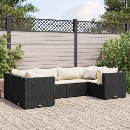 Set muebles de jardín 6 piezas y cojines ratán sintético negro by , Garden sets - Ref: Foro24-3308248, Price: 546,90 €, Disco...