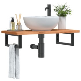 Estante de lavabo de pared de acero y madera maciza de haya by , bathroom vanities - Ref: Foro24-3302365, Price: 74,02 €, Dis...