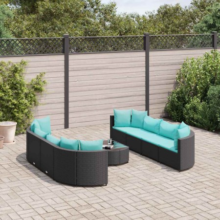Set de sofás de jardín con cojines 9 pzas ratán sintético negro von , Gartensets - Ref: Foro24-3308428, Preis: 652,96 €, Raba...