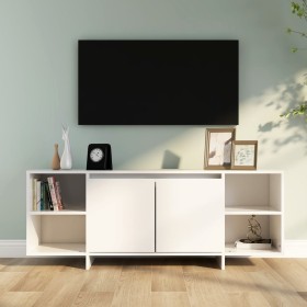 Mueble para TV madera contrachapada blanco 130x35x50 cm