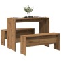 Mesa y bancos de comedor 3 pzas madera ingeniería roble atisian von , Möbelsets für Küchen und Esszimmer - Ref: Foro24-855539...