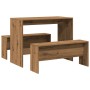 Mesa y bancos de comedor 3 pzas madera ingeniería roble atisian von , Möbelsets für Küchen und Esszimmer - Ref: Foro24-855539...