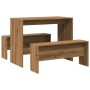 Mesa y bancos de comedor 3 pzas madera ingeniería roble atisian von , Möbelsets für Küchen und Esszimmer - Ref: Foro24-855539...