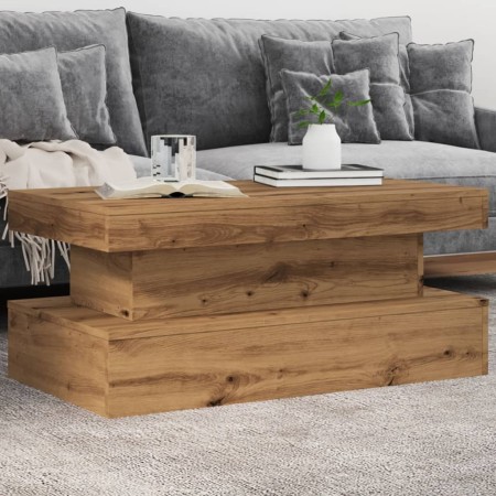 Mesa de centro con luces LED roble artisian 90x50x40 cm by , Coffee table - Ref: Foro24-857715, Price: 110,69 €, Discount: %