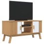 Mueble de TV OLDEN madera maciza pino blanco marrón 114x43x57cm de , Muebles TV - Ref: Foro24-358602, Precio: 121,07 €