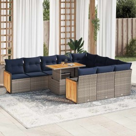 Comprar Set sofás jardín y cojines 11 pzas ratán