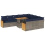 Set sofás jardín y cojines 11 pzas ratán sintético acacia gris by , Garden sets - Ref: Foro24-3327764, Price: 910,22 €, Disco...