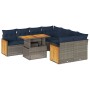 Set sofás jardín y cojines 9 pzas ratán sintético acacia gris by , Garden sets - Ref: Foro24-3327694, Price: 727,23 €, Discou...