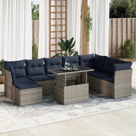 Set sofás jardín y cojines 9 pzas ratán sintético acacia gris von , Gartensets - Ref: Foro24-3326212, Preis: 699,38 €, Rabatt: %
