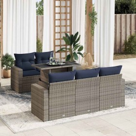 Set sofás jardín y cojines 6 pzas ratán sintético acacia gris von , Gartensets - Ref: Foro24-3326252, Preis: 501,88 €, Rabatt: %
