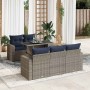 Set sofás jardín y cojines 6 pzas ratán sintético acacia gris by , Garden sets - Ref: Foro24-3326252, Price: 501,88 €, Discou...