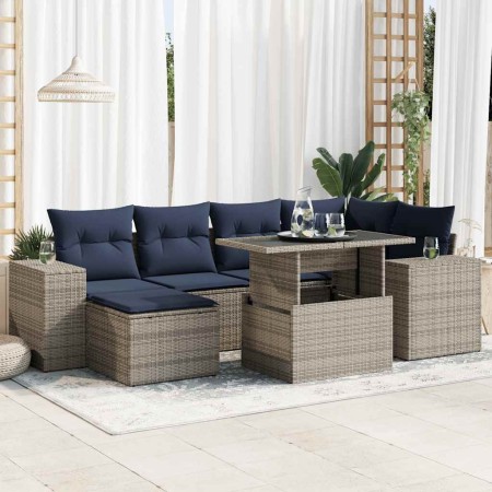 Set sofás jardín y cojines 9 pzas ratán sintético acacia gris | Foro24.es | Tu tienda online para hogar, jardín y más Foro24.es