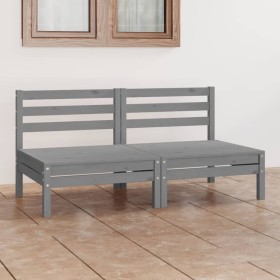 2-Sitzer Gartensofa aus massivem grauem Kiefernholz von vidaXL, Outdoor-Sofas - Ref: Foro24-3082374, Preis: 107,64 €, Rabatt: %