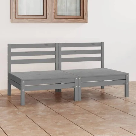 2-Sitzer Gartensofa aus massivem grauem Kiefernholz von vidaXL, Outdoor-Sofas - Ref: Foro24-3082374, Preis: 106,27 €, Rabatt: %
